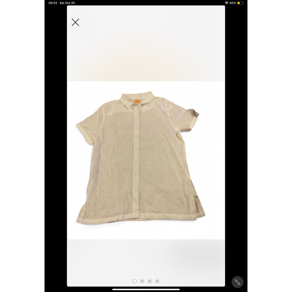 Lucky We‎ Live Hawaii x Goldfish Kiss Beige Linen Blend Button Up Shirt XL